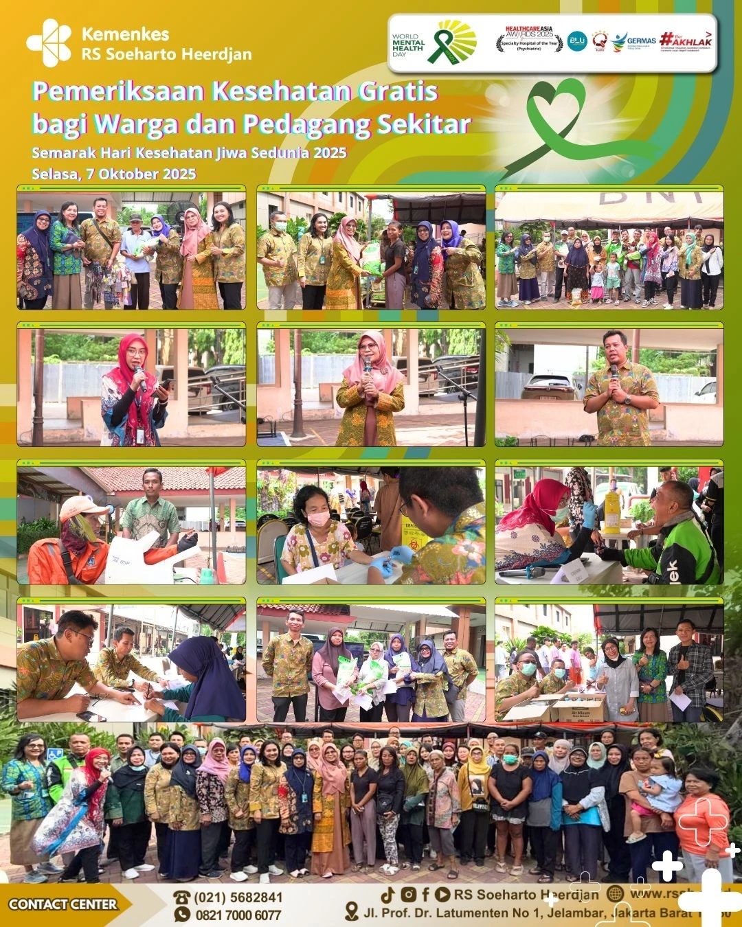 RS Soeharto Heerdjan Gelar Pemeriksaan Kesehatan Gratis bagi Warga dan Pedagang Sekitar dalam Rangka Hari Kesehatan Jiwa Sedunia 2025