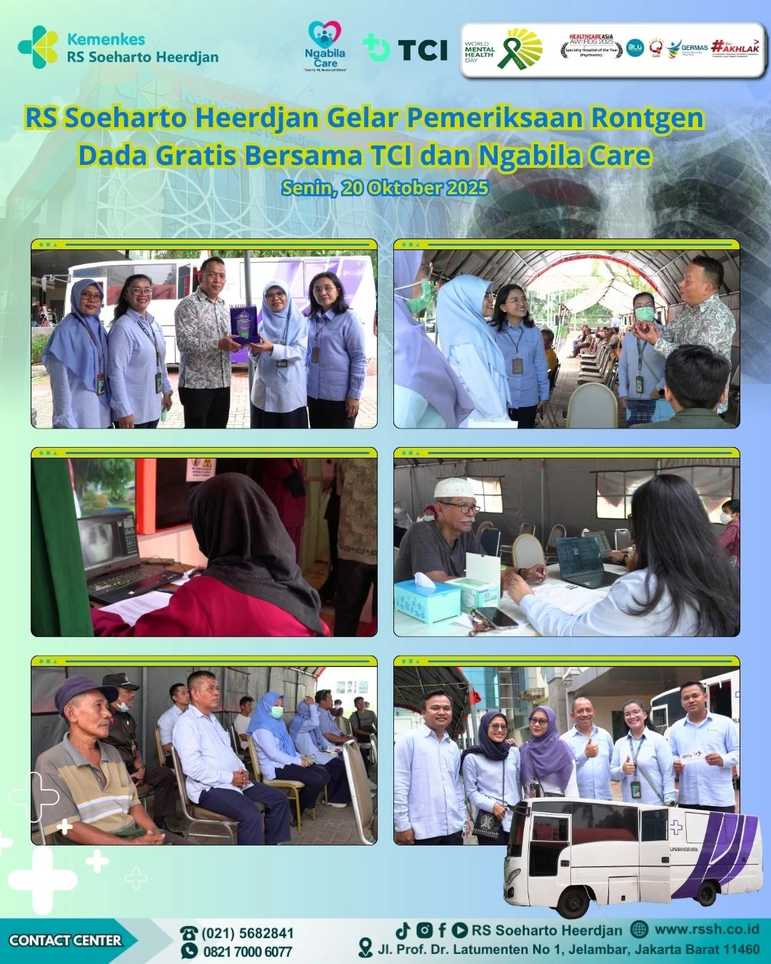 RS Soeharto Heerdjan Gelar Pemeriksaan Rontgen Dada Gratis Bersama TCI dan Ngabila Care